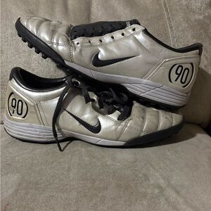 Nike Silver and Black Soccer Cleats